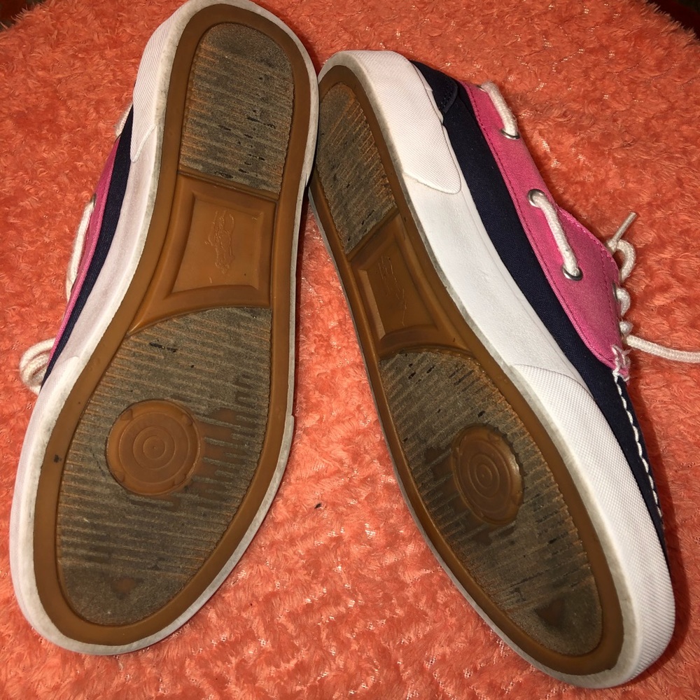 SOLD! Polo Ralph Lauren Lilia Boat Shoe Pink/Blue - Picture 7 of 8